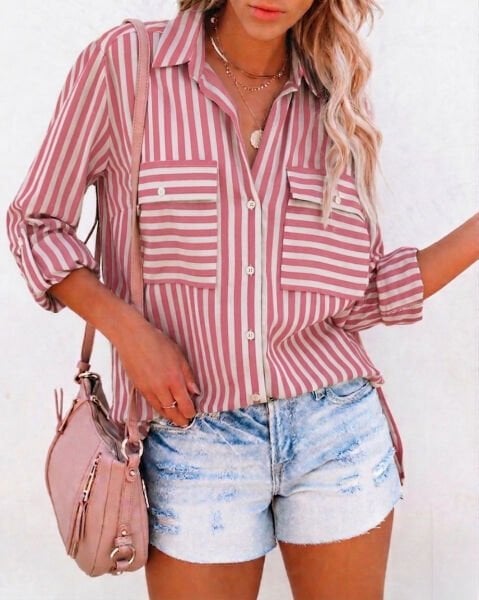 ROSE-STRIPED SHIRT