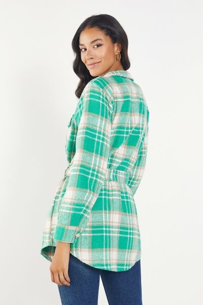 Green-Ecru-Plaıd Shırt