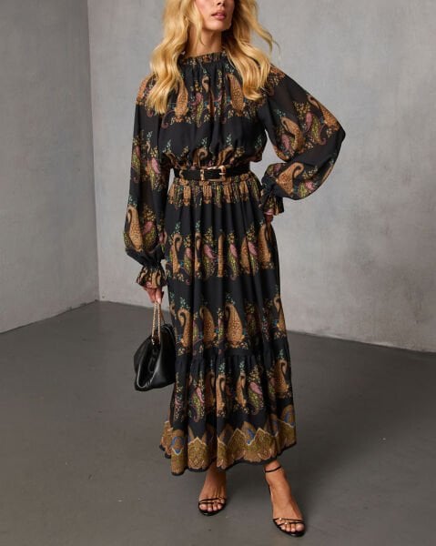 BLACK-PATTERNED DRESS