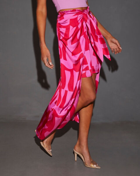 PINK-FUCSHIA-FLORAL SKIRT S - PINK-FUCSHIA-FLORAL