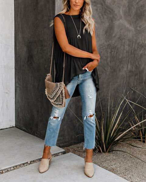 BLACK BLOUSE L - BLACK