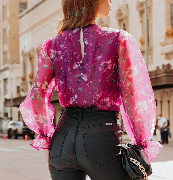 Magenta-Floral Blouse