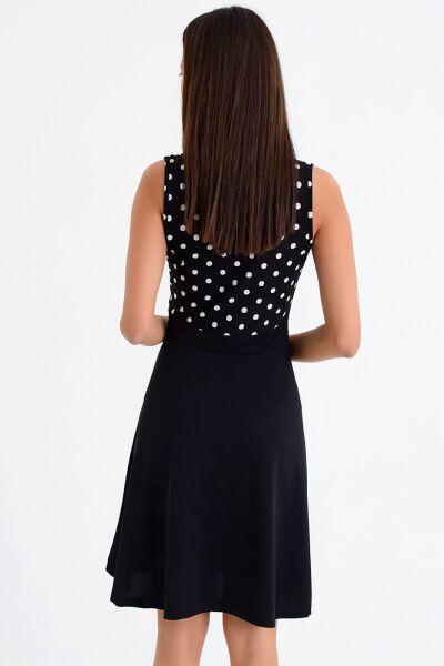 BLACK-POLKA-DOT DRESS S - BLACK-POLKA-DOT
