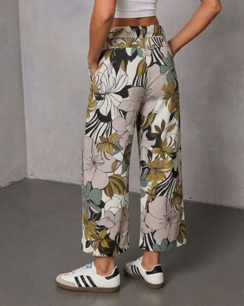 ECRU-PINK-FLORAL PANTS