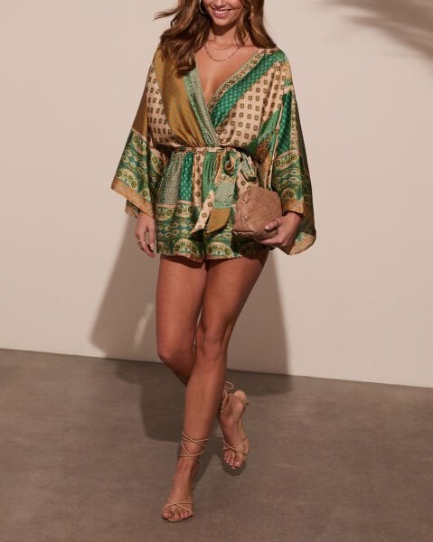 GREEN-BEIGE-PRINTED JUMPSUIT