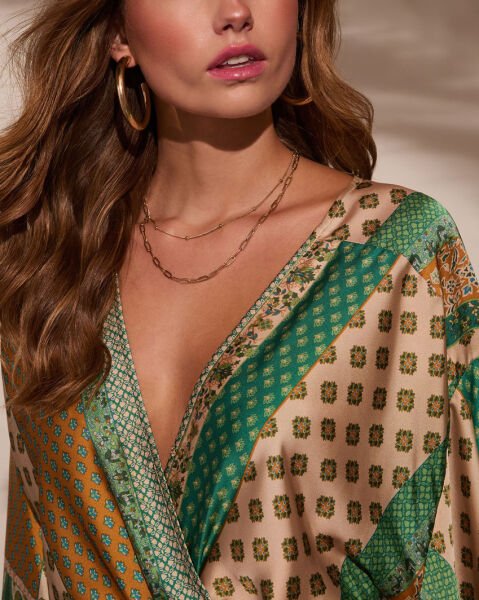 GREEN-BEIGE-PRINTED JUMPSUIT