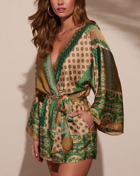 GREEN-BEIGE-PRINTED JUMPSUIT