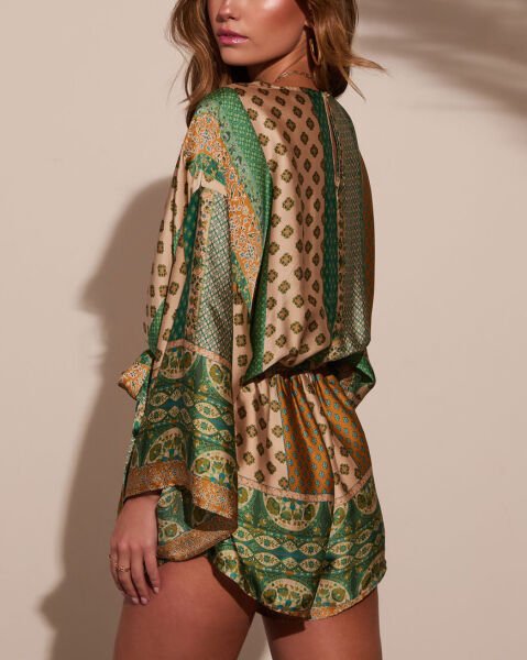 GREEN-BEIGE-PRINTED JUMPSUIT