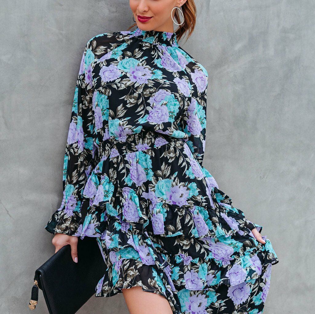 Blue Lilac Floral Dress