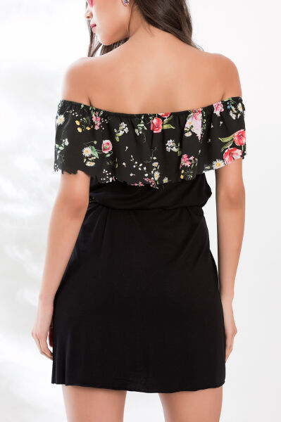 BLACK-FLORAL DRESS M - BLACK-FLORAL