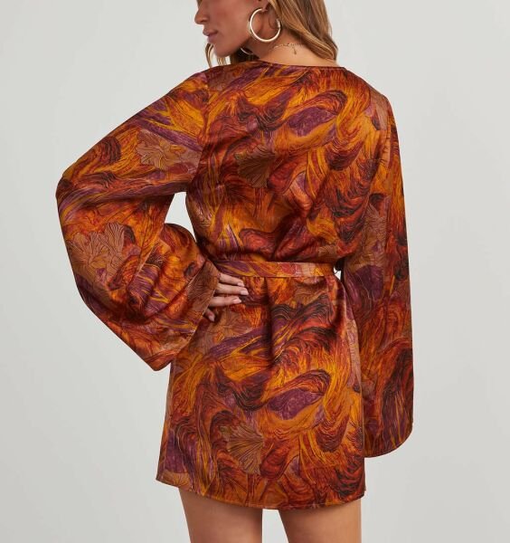 Tıle-Mustard-Prınted Dress